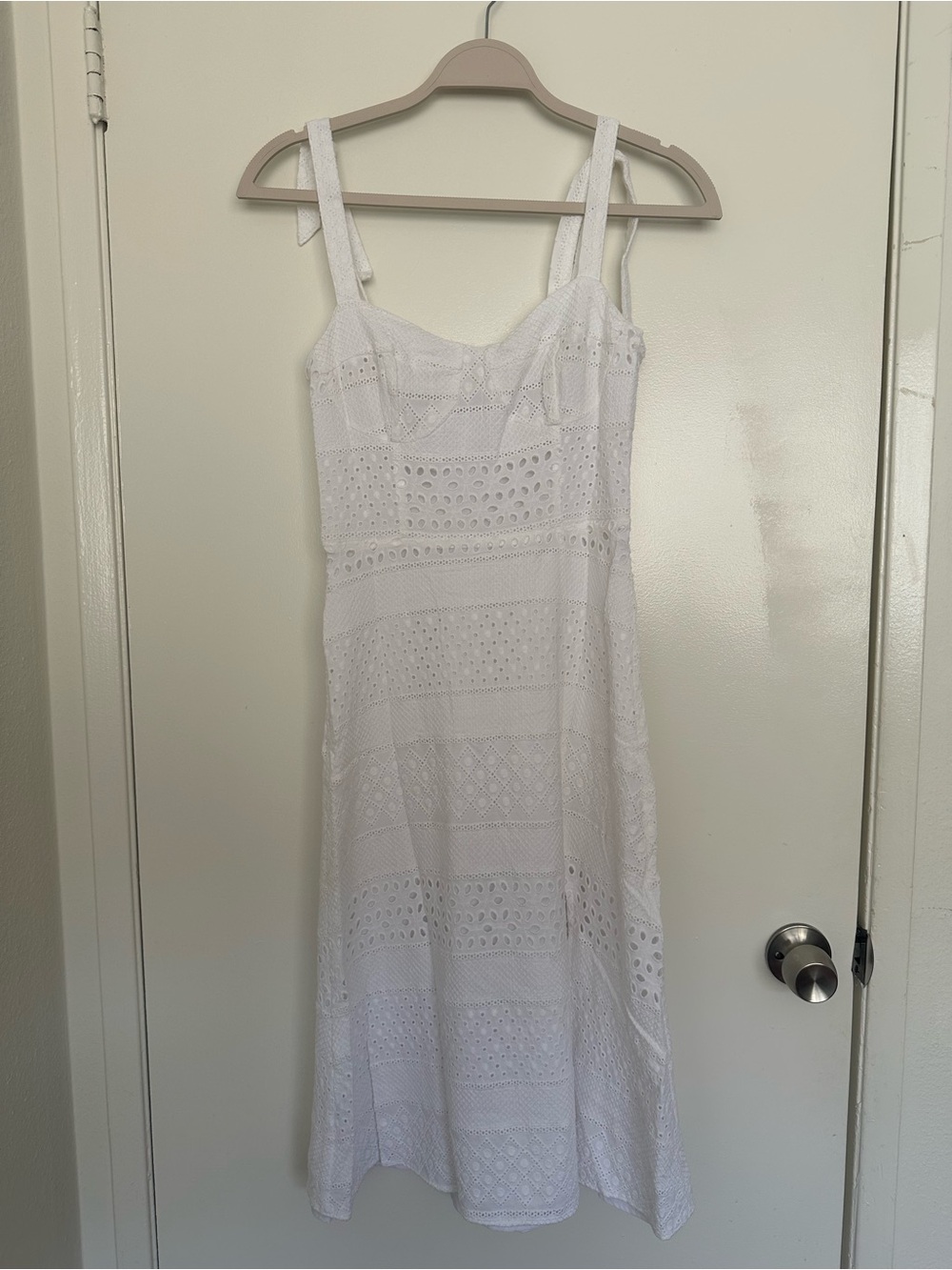 Steve Madden White Eyelet Midi Dress